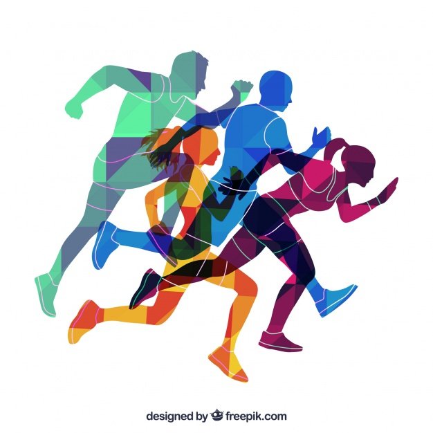Colored silhouettes of runners Free Vector